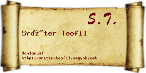 Sréter Teofil névjegykártya